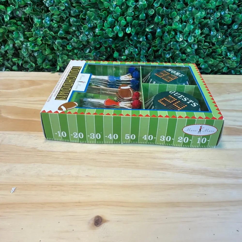 New Football Meri Meri Cupcake Liners Kit Cheerleader Football Players Game Day